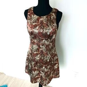 All that Jazz Vintage Mini Brown Floral Dress